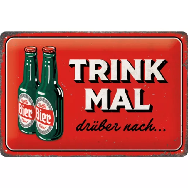 Nostalgic-Art - Retro Bar Blechschild Metallschild 20 x 30cm - Trink mal ...