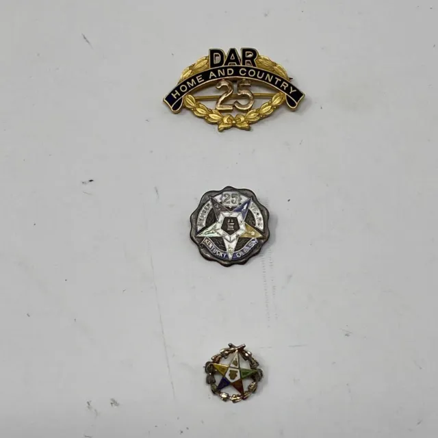 lot of 3 Daughters Of The American Revolution /Order of the Eastern Star pins