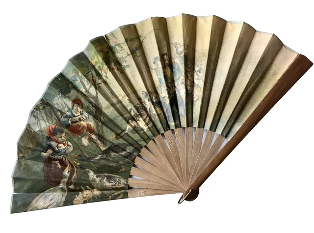 Éventail Ancien En Dentelle Noire 1900 - Style Napoléon III, Décoratif, Origine France
