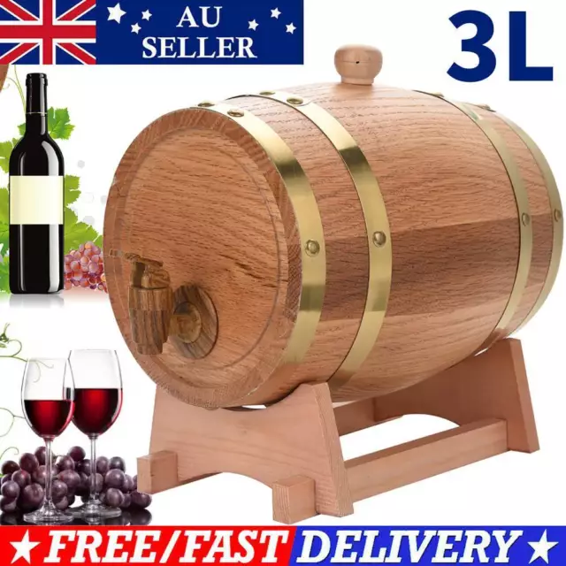 Vintage Timber Wine Barrel, Wine Beer Whiskey Rum Wooden Keg Oak Port Barrel 3L