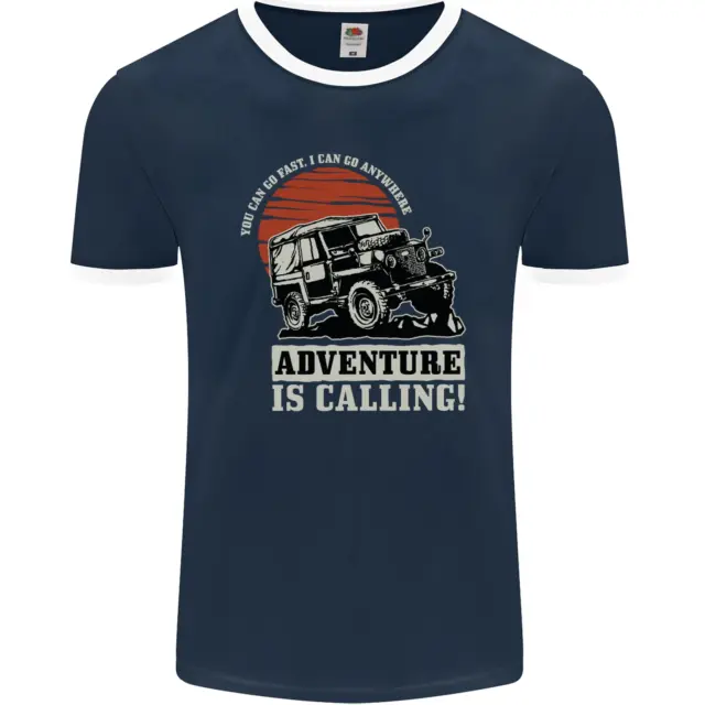 T-shirt Ringer da uomo Adventure Is Calling 4X4 Off Roading Road fotol 2