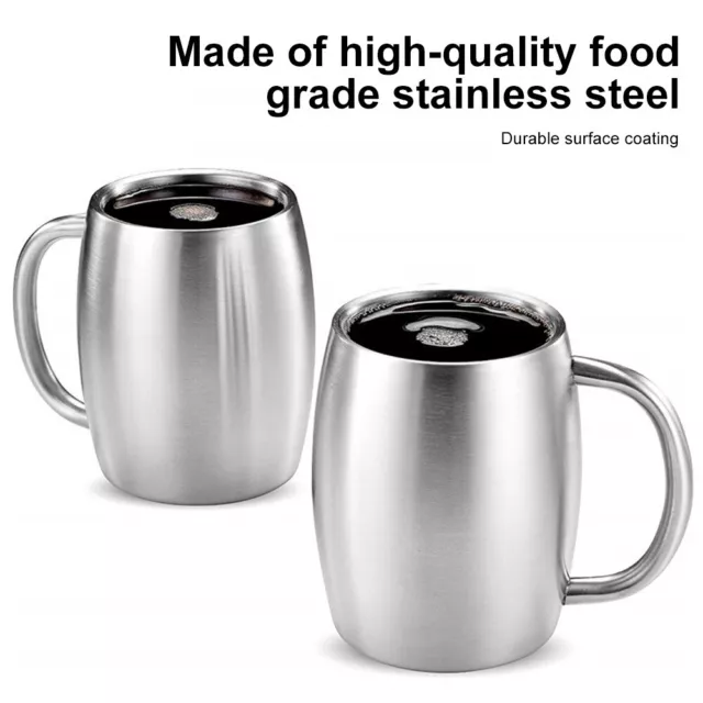 Double Wall Stainless Steel Coffee Mug Tea Beer Cup w/ Lid Travel Cup Insulated