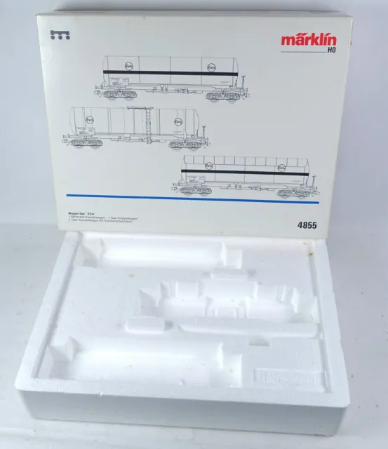 Märklin 4855 LEERKARTON Kesselwagen EVVA 3 tlg. SET Güterwagen H0 Leerverpackung