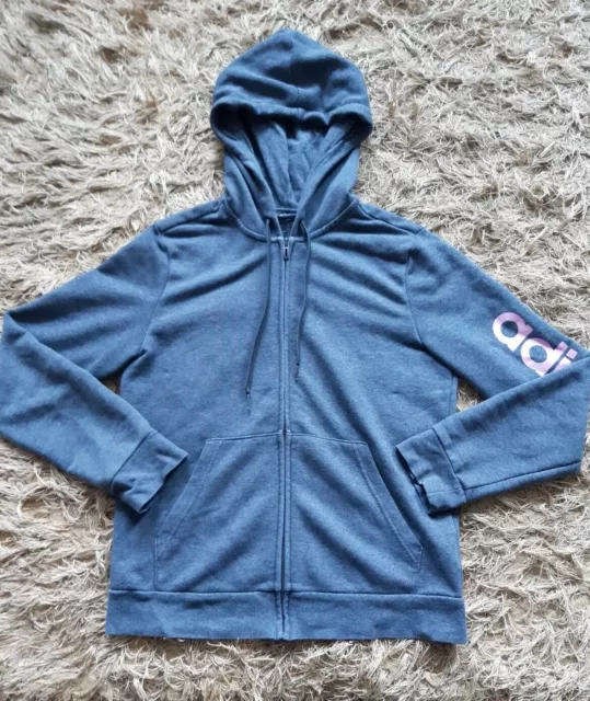 Felpa con cappuccio Adidas ragazza cerniera intera età 12-14 anni M grigia