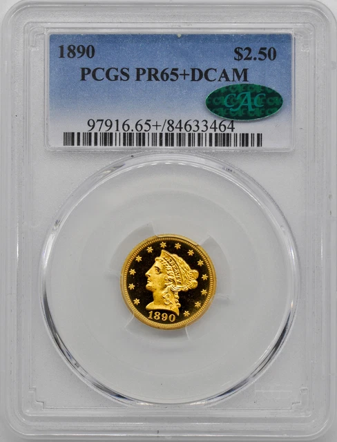 1890 Liberty Head $2.5 Pcgs Pr 65+ Dcam