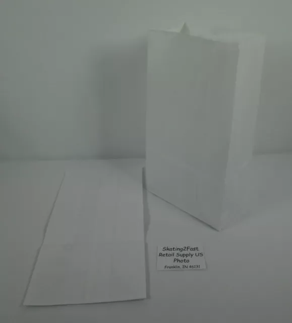 Qty 100 #6 Paper White Kraft Grocery Merchandise Retail Shopping Bags