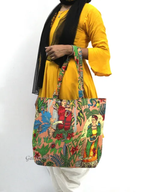 Indian "Frida Kahlo" Shoulder Shopping Carry Handbag Women's Beach Towel Bags