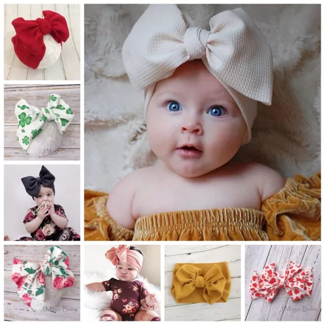 Oversized Big Waffle Tie Bow Baby Head Wrap Turban Headband Newborn Girl