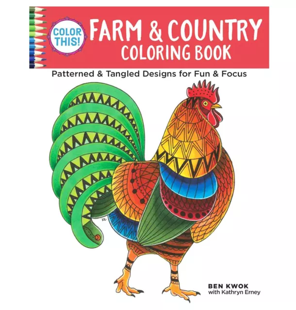 A4 Adult Anti Stress Farm & Country Coloring Book - All Ages - By Ben Kwok