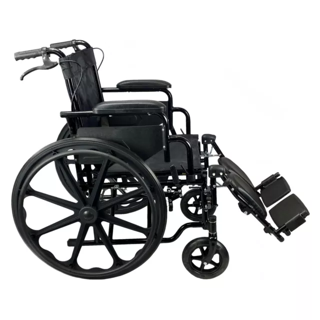 Lightweight Folding Wheelchair Elevating Padded Leg Rest Supports Self Propelled 3