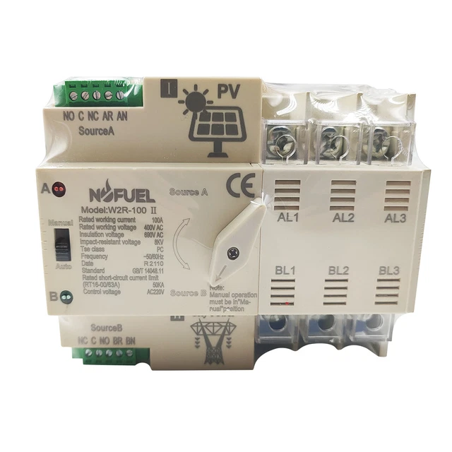 SOLAR INVERTER AUTOMATIC Transfer Switch 3P 100A 220V Solar To Grid
