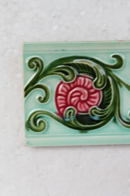 Japan antique art nouveau vintage majolica border tile c1900 Decorative NH4365 2
