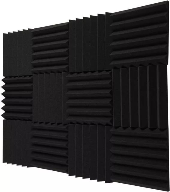 12~48 PACK 12"X12"X2" Acoustic Foam Panel Wedge Studio Soundproofing Wall Tiles