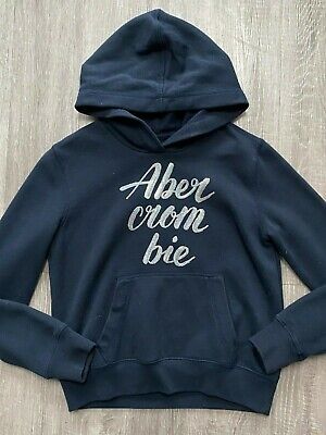 Abercrombie & Fitch Girls Navy Blue Hoodie Jumper Top 9-10 Years Hoody A&F Vgc