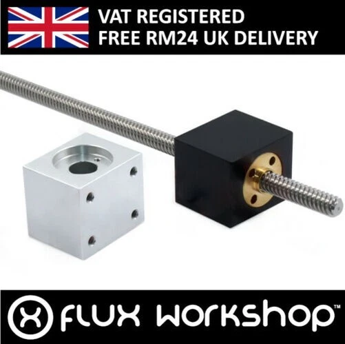 Aluminium T8 Nut Mount for Lead Screw Silver CNC Linear Flux Workshop