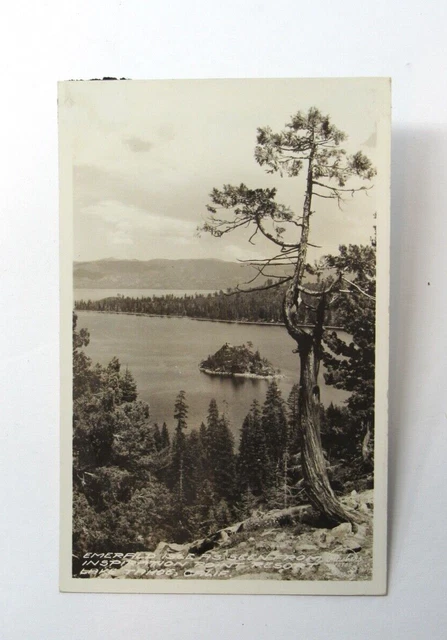 Emerald Bay Isle Inspiration Point Lake Tahoe RPPC Postcard El Dorado County