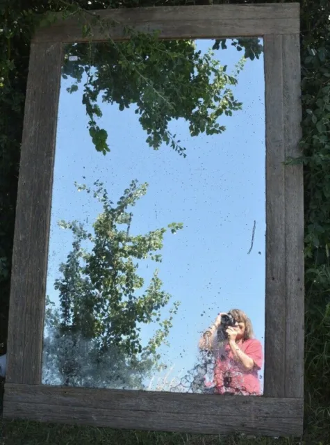 Grand Beau Miroir En Bois De Ponton D'un Trois Mats Ancien Avec Miroir Xix°