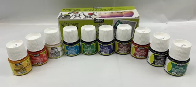 Pebeo Vitrea 160 Permanent Glass Paint Assorted Colours 10 x 45ml Box Set