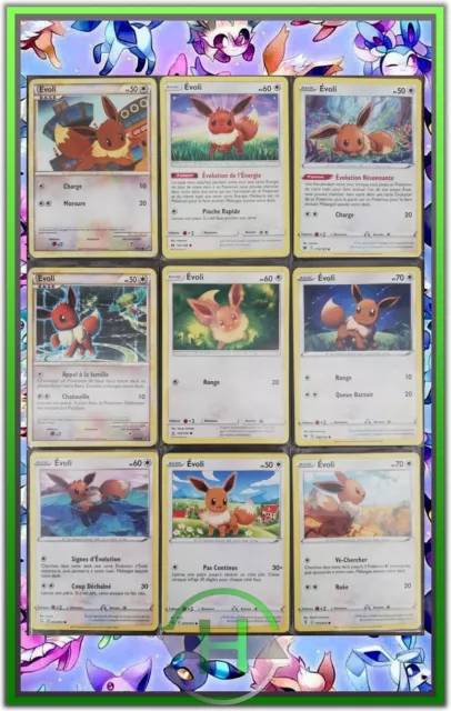 Lot de 9 x Évoli - #6 - Cartes Pokémon Françaises