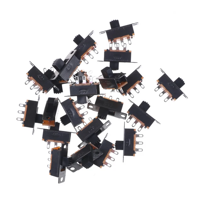 Black 20pcs 5V 0.3A SS12F32 Mini SPDT Slide Switch for Small DIY Power AD .HV
