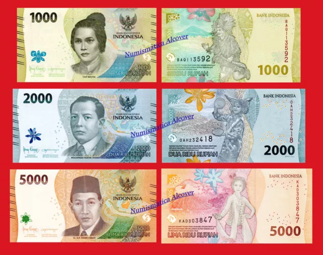 INDONESIA SET 1000 2000 & 5000 Rupiah rupias 2022 Pick NEW SC / UNC