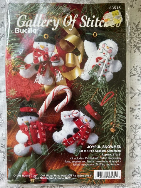 DE COLECCIÓN (1995) Nuevo Bucilla Galería de Puntos Adorno de Fieltro Kit ALEYFUL SNOWMEN