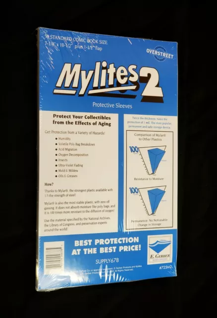 1000 E Gerber Mylites 2 Mil Mylar Bronze Silver Standard Comic Book Bags Sleeves