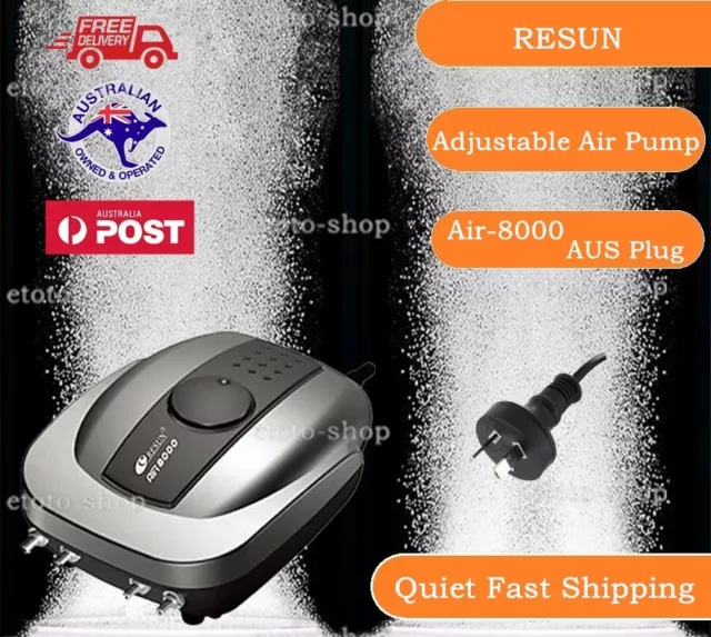 Resun AIR-8000 4 Outlets Quite Aquarium Fish Tank Adjustable Air Pump 540 L /Hr