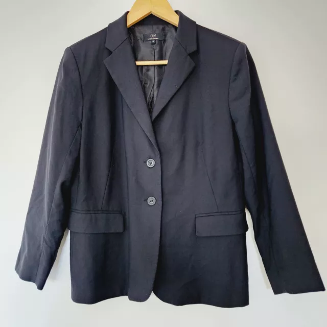 Cue Women's Jacket Size 14 Black Wool Blend Office Work Business Corporate