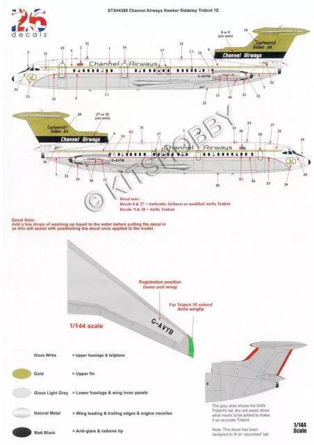 26Decals 1/144 Hawker Siddeley HS-121 Trident - Channel Airways decals