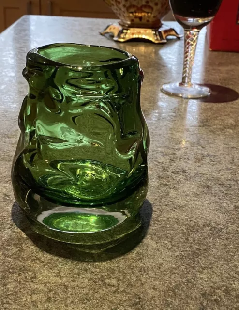 Whitefriars Knobbly Green Vase.  Stunning. Art Glass. Hand blown Pontil Mark