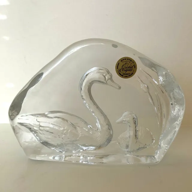Mother Swan and Baby Cristal d'arques Longchamp Art Collection  Lead Crystal