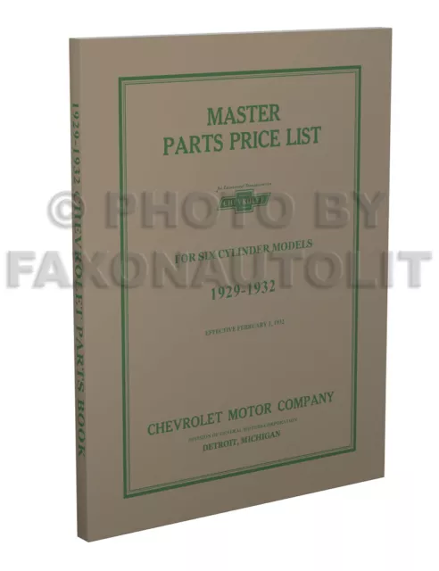 Chevrolet Maître Parties Livre 1929 1930 1931 1932 Catalogue Manuel Auto Camion