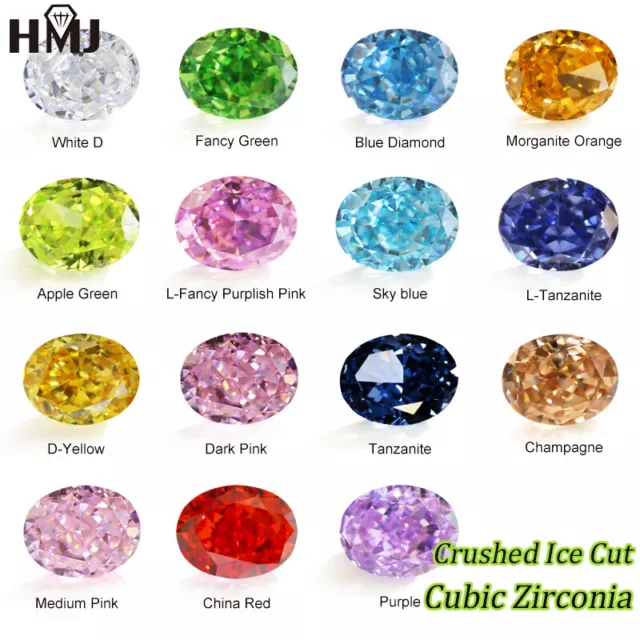 Mixed Color 5A Crushed Ice Cut CZ Stone Oval Cut Cubic Zirconia AAAAA Gemstone