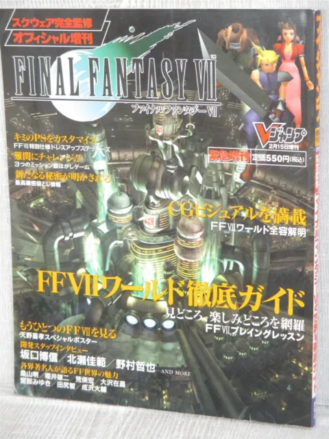 FINAL FANTASY VII 7 con póster y pegatina obras de arte guía de juegos PS1 1997 libro de fans