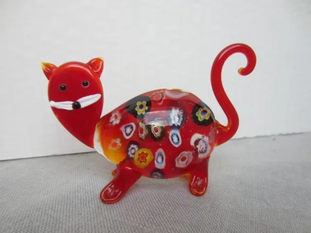 Figurine " chat " en verre de murano vintage  8 cm .