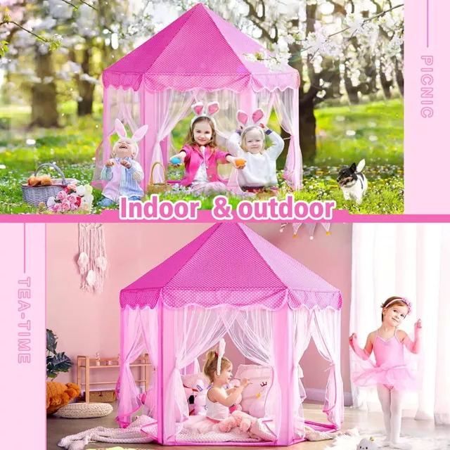 3 Colors Kids Girls Princess Castle Play Tent Children Play House Indoor Outdoor