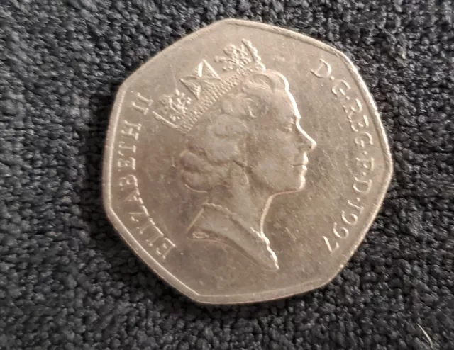 1997 England Queen Elizabeth II  50 Pence Coin