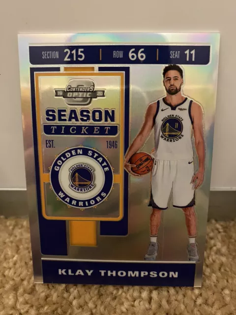 2019-20 Panini Contenders Optic Season Ticket Silver Prizm Klay Thompson #80