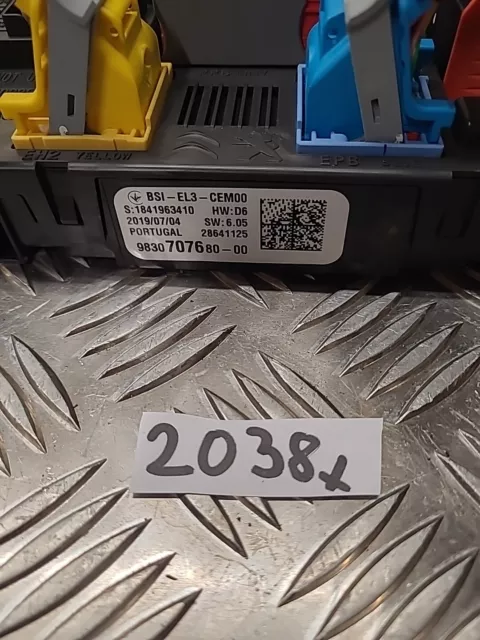 2019 Vauxhall Combo 1.5 Diesel Sicherungsbox 9830707680 2