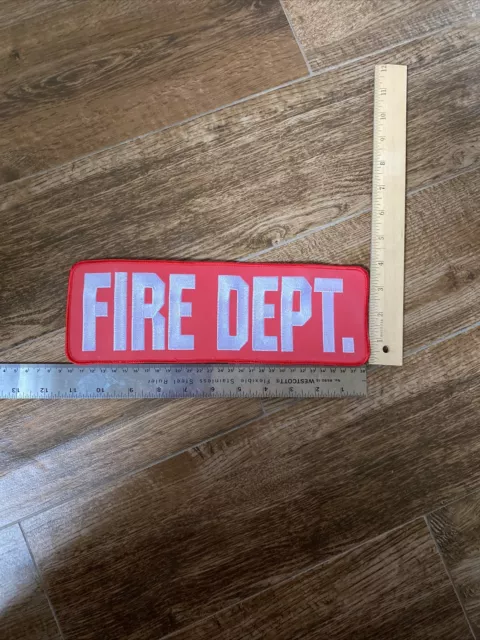 FIRE DEPT Large Uniform BACK PATCH Badge Emblem Insignia 11" x 4"  Sew On.