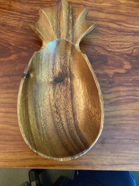 Vintage Alii Woods Honolulu Made in Philippines Wooden Pineapple Bowl