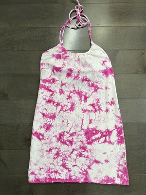Victoria's Secret Womens Small Bra Top Dress Tie Dye Sundress Halter Cotton Pink