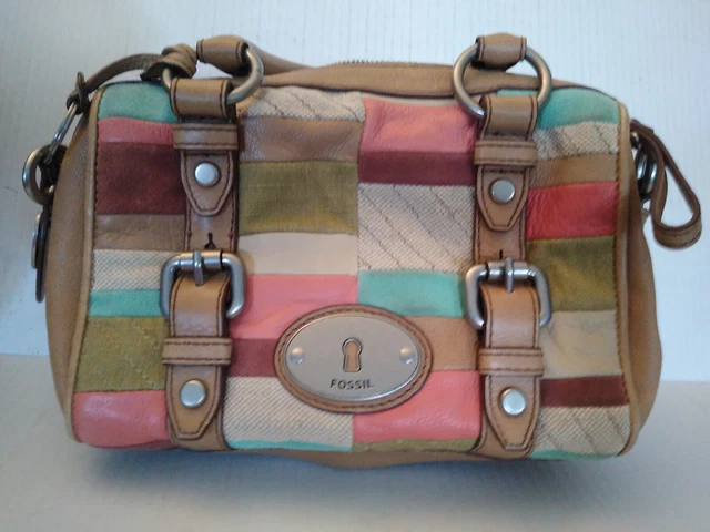Vintage Patchwork Fossil Satchel | Fossil Handbags, Fossil Satchel, Handbag