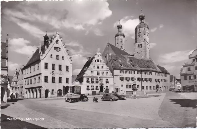 WEMDING Kr. Donau - Ries Schwaben Marktplatz sw Ak 1958