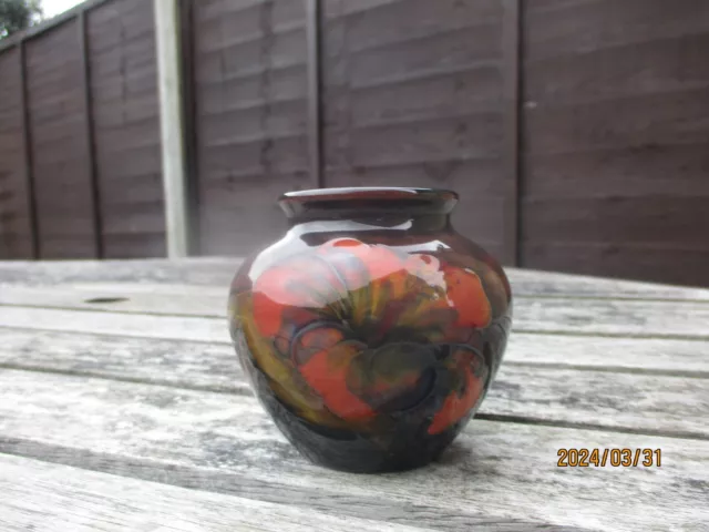 Moorcroft Pottery  Flambe  Hibiscus  Pattern Vase. M55 Shape