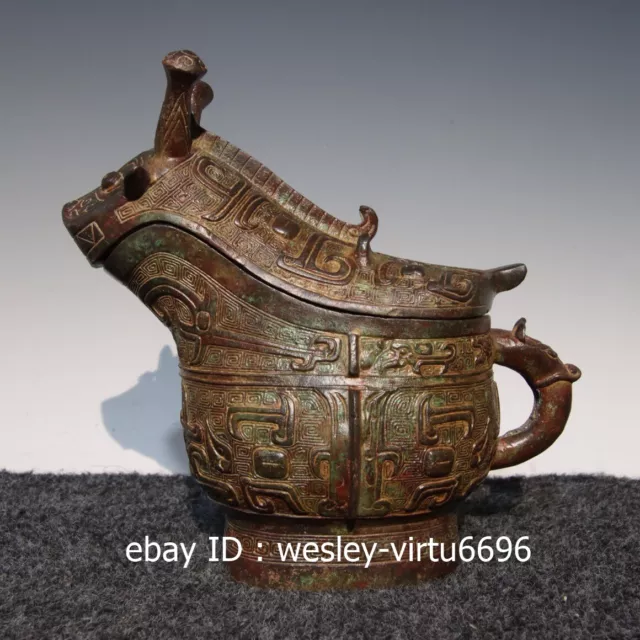 Chinese Dynasty Collection Old Bronze an ancient wine vessel made of horn Gong