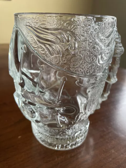 RARE Excalibur Las Vegas Knight Helmet Large Glass Mug | Luminarc USA