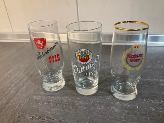 3 x 0,2 l Bierglas Paderborner Kaiser Brauerei Wittingen