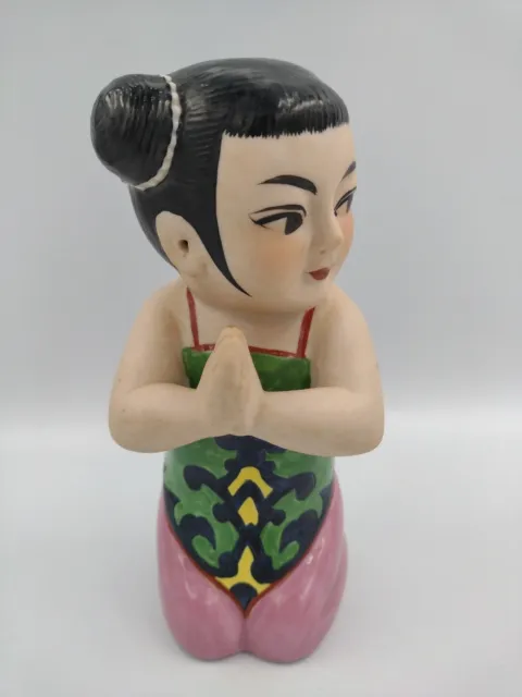Vintage Child Figurine Kneeling Porcelain Ceramic Japanese Chinese Hand Painted